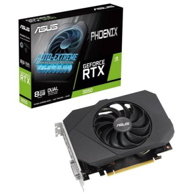Відеокарта GeForce RTX 3050, Asus, Phoenix V2, 8Gb GDDR6, 128-bit, HDMI/3xDP, 1807/14000 MHz, 8-pin (PH-RTX3050-8G-V2)