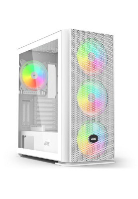 Корпус 2E Gaming Vertex Tempered Glass White, без БЖ, Mid Tower, для ATX / Micro ATX / Mini ITX, 2xUSB 2.0, 1xUSB 3.0, 3x120 ARGB Fan, 3x140 ARGB Fan, бічна панель із загартованого скла (2E-GI01W)