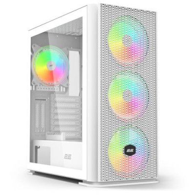 Корпус 2E Gaming Vertex Tempered Glass White, без БЖ, Mid Tower, для ATX / Micro ATX / Mini ITX, 2xUSB 2.0, 1xUSB 3.0, 3x120 ARGB Fan, 3x140 ARGB Fan, бічна панель із загартованого скла (2E-GI01W)
