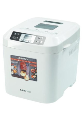 Хлібопіч Liberton LBM-6302, White, 600 Вт, 12 програм, 1 тістоміс, гак, вага випічки 700/900г, оглядове вікно, підтримка температури, відстрочка старту, книга рецептів
