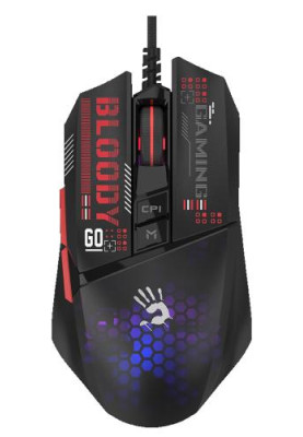 Миша Bloody W60 Mini Max, Honeycomb, USB, оптична (сенсор MAX BC3332-A), 100 - 12 000 cpi, 9 кнопок, вбудована пам'ять, RGB підсвічування, перемикачі більше 30 млн. натискань, 1.8 м