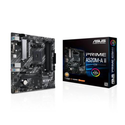 Мат.плата AM4 (A520) Asus PRIME A520M-A II/CSM, A520, 4xDDR4, Int. 6xUSB3.2/6xUSB2.0, VGA/HDMI/DP, MicroATX
