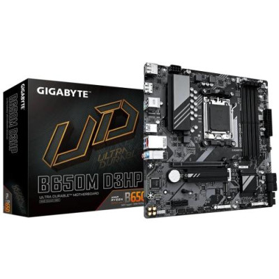 Материнська плата AM5 Gigabyte B650M D3HP, B650, 4xDDR5, Int.Video (CPU), 4xSATA3, 2xM.2, 1xPCI-E 4.0 16x, 1xPCI-E 3.0 1x, Realtek 7.1, Realtek 2.5Gb, 7xUSB3.2/6xUSB2.0, HDMI/2xDP, MicroATX