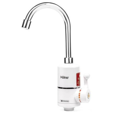 Водонагрівач проточний Holmer HHW-202L, White, 3000W, механічне керування, IPX4, LED дисплей, захист від включення без води, захист від перегріву