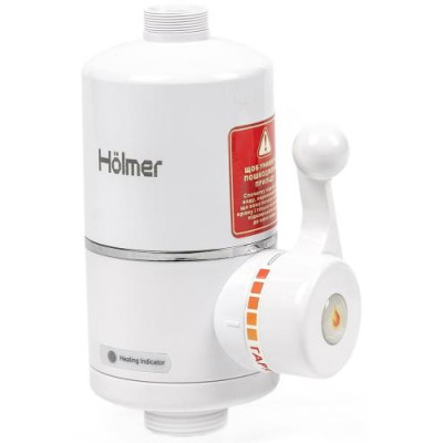 Водонагрівач проточний Holmer HHW-202L, White, 3000W, механічне керування, IPX4, LED дисплей, захист від включення без води, захист від перегріву