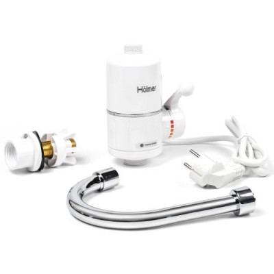 Водонагрівач проточний Holmer HHW-202L, White, 3000W, механічне керування, IPX4, LED дисплей, захист від включення без води, захист від перегріву