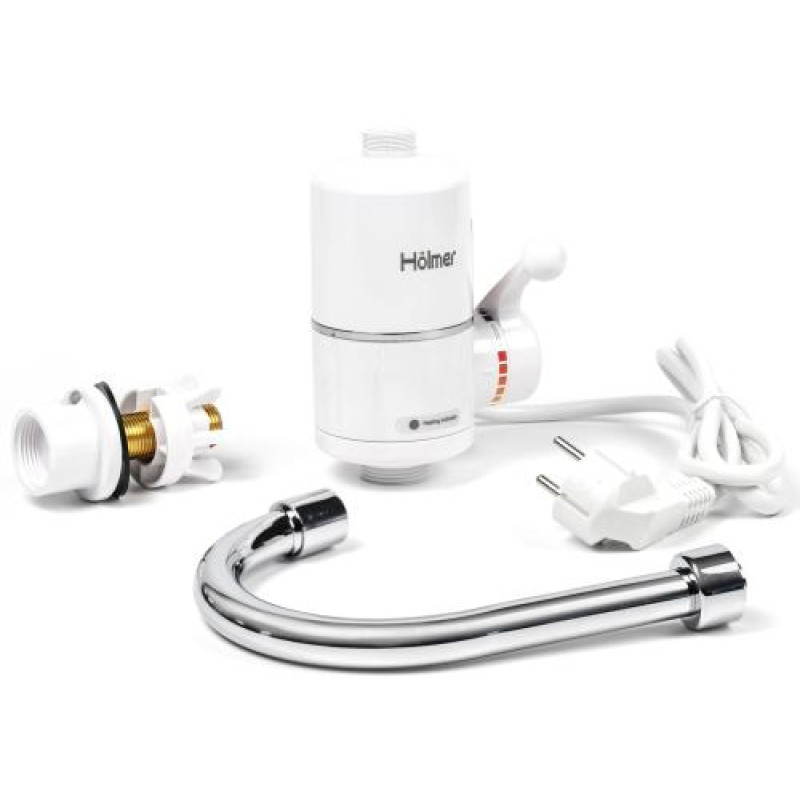 Водонагрівач проточний Holmer HHW-202L, White, 3000W, механічне керування, IPX4, LED дисплей, захист від включення без води, захист від перегріву