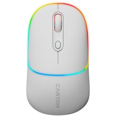 Миша бездротова Canyon MW-22, Snow White, Bluetooth / USB 2.4 GHz, оптична, 800 - 1600 dpi, 6 кнопок, RGB підсвічування, 650 mAh (CNS-CMSW22SW)