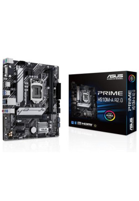 Мат.плата 1200 (H470) Asus PRIME H510M-A R2.0, H470, 2xDDR4, Int.Video(CPU), 4xSATA3, 1xM.2, 1xPCI-E 4.0 x16, 2xPCI-E 3.0 x1, ALC897, Realtek 1Gb, 5xUSB3.2/4xUSB2.0, VGA/HDMI/DP, MicroATX