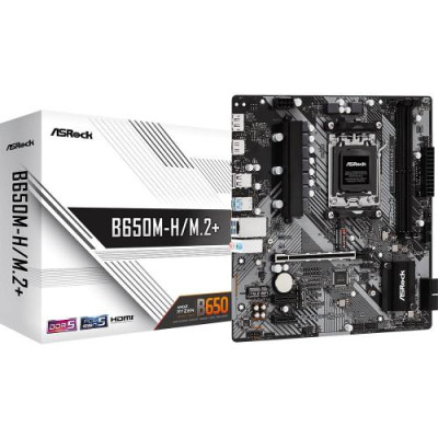 Материнська плата AM5 ASRock B650M-H/M.2+, B650, 2xDDR5, Int.Video (CPU), 4xSATA3, 2xM.2, 1xPCI-E 4.0 16x, 2xPCI-E 4.0 1x, 1x, 1x RTL8111H, 6xUSB3.2/6xUSB2.0, HDMI/DP, Micro ATX