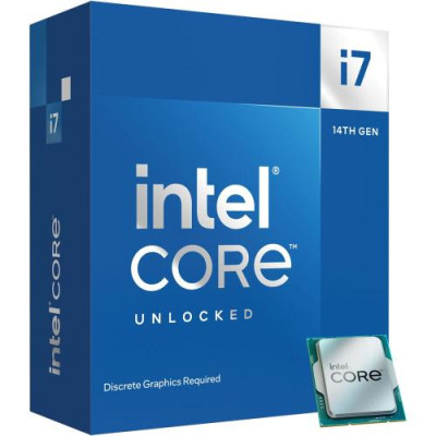 Процесор Intel Core i7 (LGA1700) i7-14700KF, Box, 20x2.5 GHz (Turbo Boost 5.6 GHz, 28 потоків), L3 33Mb Smart Cache, Raptor Lake, 7 nm, TDP 125W, розблокований множник, система (BX8071514700KF)