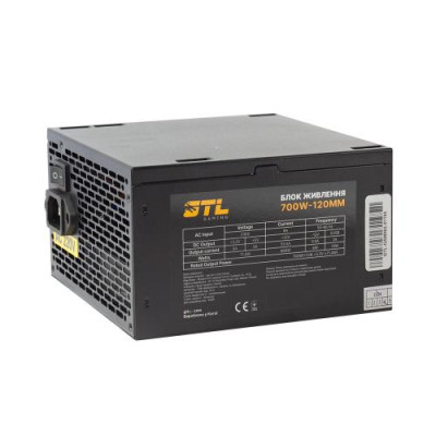 Блок живлення 700 Вт, GTL Gaming Star, Black, 120 мм, 3xMolex/6xSATA/3x6+2-pin/2x4+4-pin/1x20+4-pin, захист SCP/OCP/OVP/UVP (GTLGS700BK)