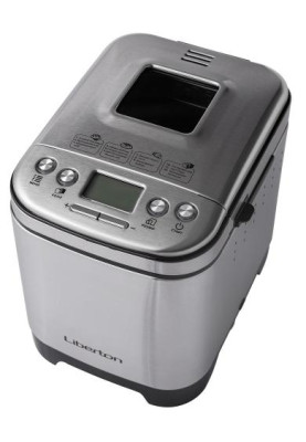 Хлібопіч Liberton LBM-6300, Inox, 600W, вага випічки 0,45/0,75kg, 12 програм, дисплей, оглядове вікно, підтримка температури, відстрочка старту, книга рецептів, гачок