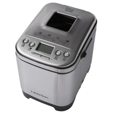 Хлібопіч Liberton LBM-6300, Inox, 600W, вага випічки 0,45/0,75kg, 12 програм, дисплей, оглядове вікно, підтримка температури, відстрочка старту, книга рецептів, гачок