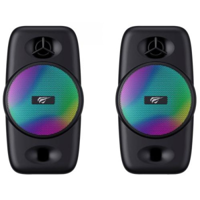 Колонки 2.0 Havit HV-SK213, Black, 2x3 Вт, 3.5 мм, підсвічування, пластиковий корпус, живлення від USB