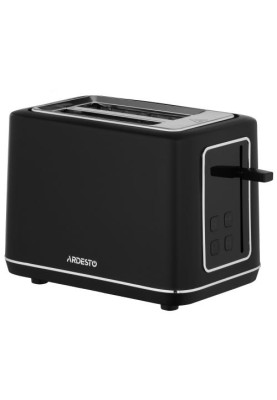 Тостер Ardesto T-K301E, Black, 800W, 2 тости, 2 відділення, 7 режимів підсмажування, дисплей з індикацією часу приготування, автоцентрування, кнопка скасування приготування, підігрів