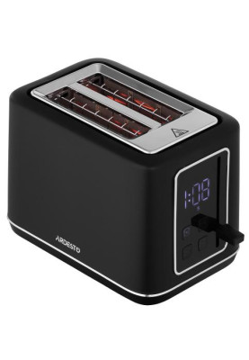Тостер Ardesto T-K301E, Black, 800W, 2 тости, 2 відділення, 7 режимів підсмажування, дисплей з індикацією часу приготування, автоцентрування, кнопка скасування приготування, підігрів