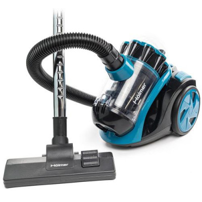 Пилосос Holmer HVCC-91В ECO Cyclone, Blue, 900W, контейнер, об'єм пилозбірника 2л, універсальна щітка підлога/килим; 2в1 для м'яких меблів і щілинна, HEPA-фільтр, регулювання потужності на корпусі, технологія Multi-Cyclone, мікрофільтр