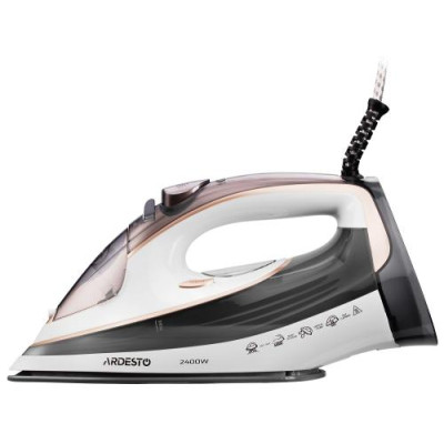 Утюг Ardesto IR-B2245-E, White/Grey, 2400W, кераміка, паровий удар, резервур 400мл, вертикальне відпарювання, захист від кальцинації, антикрапля, плавне регулювання потужності пари, автоматичне відключення