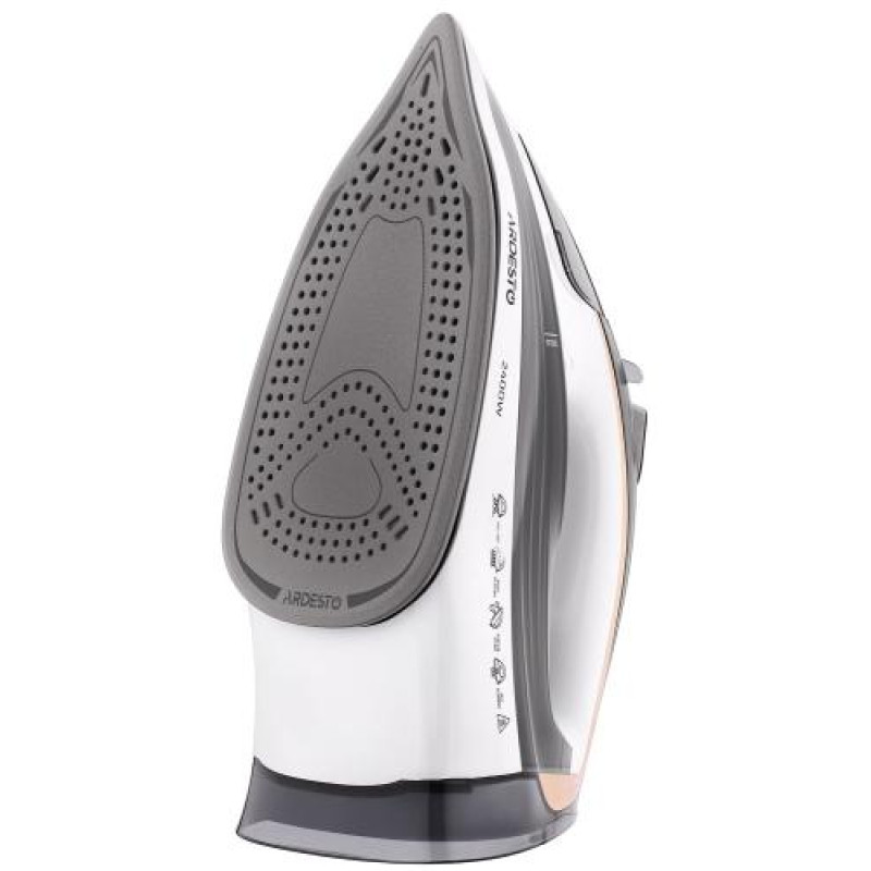 Праска Ardesto IR-B2245-E, White/Grey, 2400W, кераміка, паровий удар, резервур 400мл, вертикальне відпарювання, захист від кальцинації, антикрапля, плавне регулювання потужності пари, автоматичне відключення