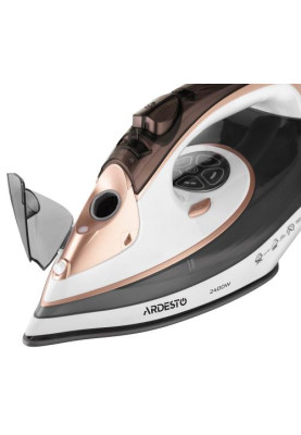 Праска Ardesto IR-B2245-E, White/Grey, 2400W, кераміка, паровий удар, резервур 400мл, вертикальне відпарювання, захист від кальцинації, антикрапля, плавне регулювання потужності пари, автоматичне відключення