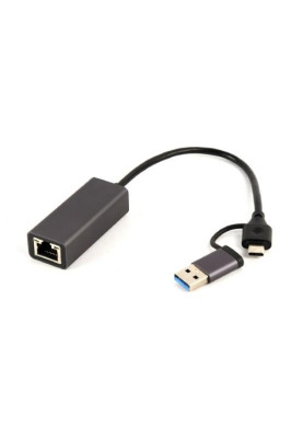 Мережевий адаптер USB 3.1 / Type-C - Ethernet, 10/1000 Мбіт/с, Grey, Cablexpert (A-USB3AC-LAN-01)