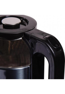 Електрочайник Liberton LEK-6829, Black/Inox, 1500W, 1.8л, дисковий, подвійна стінка (нержавіюча сталь+скло), LED-підсвічування, автовідключення, індикатор включення, відкривання кришки ручне, шкала рівня води внутрішня