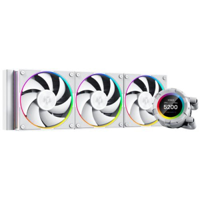 Система рідинного охолодження ID-Cooling Space LCD SL360 WHITE, 3х120мм ARGB fans, 4pin PWM, Intel LGA2066/2011/1700/1200/1151/1150/1155/1156  AMD AM5/AM4, до 350Вт TDP, LCD-дисплей 2,1"