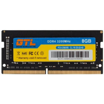 Пам'ять SO-DIMM, DDR4, 8Gb, 3200 MHz, GTL, 1.2V, CL22 (GTLSD8D432BK)