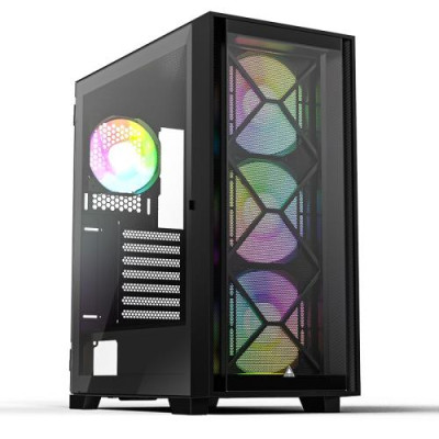 Корпус Montech AIR 1000 PREMIUM, Black, Mid Tower, без БЖ, для ATX / Micro ATX / Mini ITX, 2xUSB 3.0 / 1xUSB 2.0, макс. CPU - 170 мм / GPU - 340 мм, 3x140 мм ARGB / 1x120 мм ARGB, бічна панель із загартованого скла