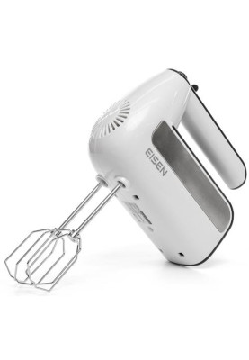 Міксер Eisen EHM-415W, White, 450W, ручний, 5 швидкостей, турбо режим, вінчики, гаки для замісу тіста, захист від перегріву