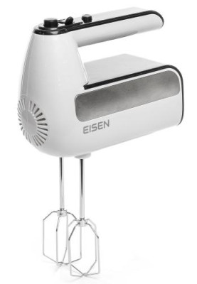 Міксер Eisen EHM-415W, White, 450W, ручний, 5 швидкостей, турбо режим, вінчики, гаки для замісу тіста, захист від перегріву