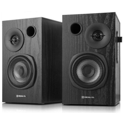 Колонки 2.0 REAL-EL S-235 Black, 2 x 9 Вт, МДФ, живлення від 220V, керування збоку