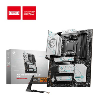 Материнська плата AM5 MSI X670E GAMING PLUS WIFI, X670, 4xDDR5, 4xSATA3, 4xM.2, 1xPCI-E 5.0 x16, 1xPCI-E 4.0 x16, 1xPCI-E 3.0 x16, 1xPCI-E 3.0 x1, ALC897, RTL8125BG, WiFi 6E, Bluetooth 5.3, 13xUSB3.2/4xUSB2.0, HDMI/DP, ATX