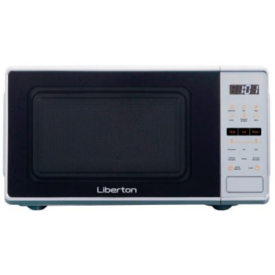 Мікрохвильова піч Liberton LMW-2093E, Silver, 700W, 20л, 5 рівнів потужності, керування електронне, дисплей, відкривання кнопкою, таймер, електронний годинник, ЗАХИСНА КРИШКА У ПОДАРУНОК, діаметр поворотного столу 25.5см