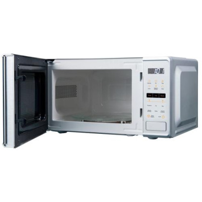 Мікрохвильова піч Liberton LMW-2093E, Silver, 700W, 20л, 5 рівнів потужності, керування електронне, дисплей, відкривання кнопкою, таймер, електронний годинник, ЗАХИСНА КРИШКА У ПОДАРУНОК, діаметр поворотного столу 25.5см