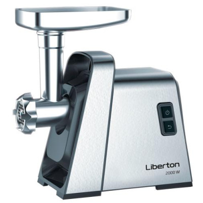 М'ясорубка Liberton LMG-20TG02S, Silver/Black, 2000W, продуктивність 1.4кг/хв, диски для помелу 3/5/7мм, соковитискач для томатів, насадка для ковбасок/«кеббе», овочетерка, овочерізка