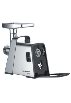 М'ясорубка Liberton LMG-20TG02S, Silver/Black, 2000W, продуктивність 1.4кг/хв, диски для помелу 3/5/7мм, соковитискач для томатів, насадка для ковбасок/«кеббе», овочетерка, овочерізка, реверс, лоток та шнек металевий, захист від перегріву