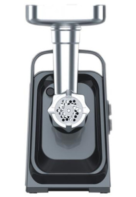М'ясорубка Liberton LMG-20TG02S, Silver/Black, 2000W, продуктивність 1.4кг/хв, диски для помелу 3/5/7мм, соковитискач для томатів, насадка для ковбасок/«кеббе», овочетерка, овочерізка, реверс, лоток та шнек металевий, захист від перегріву