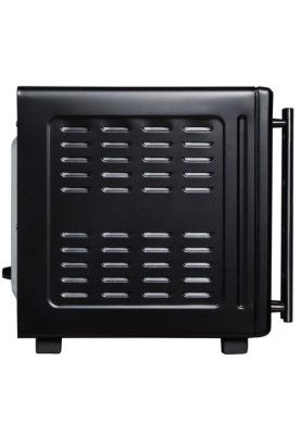 Електродуховка Liberton LEO-500 Black, 1700W, 50л, подвійні розпашні дверцята, 6 режімів нагріву, конвекція, підсвітка, 70-250 °C, механічне керування, таймер, рожен, решітка, деко, лоток для крихт та жиру, тримач для дека, ТЕРМОРУКАВИЦЯ У ПОДАРУНОК
