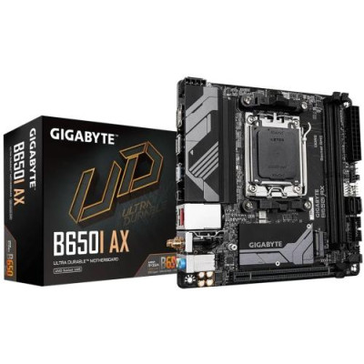 Материнська плата AM5 Gigabyte B650I AX, B650, 2xDDR5, Int.Video (CPU), 2xSATA3, 1xM.2, 1xPCI-E 4.0 x16, Realtek 7.1, Realtek 2.5GbE, WiFi 6E, Bluetooth 5.3, 6xUSB3.2/5xUSB2.0, HDMI/DP, Mini-ITX