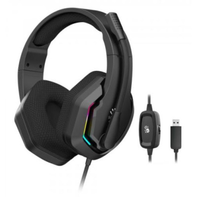 Навушники Bloody G260 Black ігрові, мікрофон, 7.1 віртуальний звук, підсвічування 7 кольорів, USB