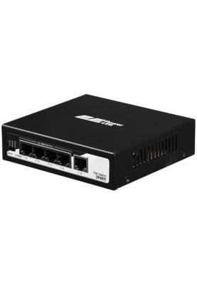 Комутатор 2E PowerLink SP401F, Black, некерований, 4xFE PoE 10/100M, 1xFE Uplink 10/100M, 55 Вт, автовизначення полярності (2E-SP401F-2)