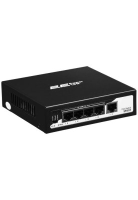Комутатор 2E PowerLink SP401F, Black, некерований, 4xFE PoE 10/100M, 1xFE Uplink 10/100M, 55 Вт, автовизначення полярності (2E-SP401F-2)