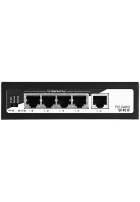 Комутатор 2E PowerLink SP401F, Black, некерований, 4xFE PoE 10/100M, 1xFE Uplink 10/100M, 55 Вт, автовизначення полярності (2E-SP401F-2)