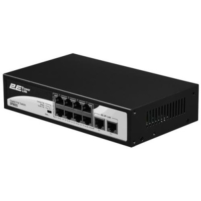 Комутатор 2E PowerLink SP802G, Black, некерований, 8xGE PoE 10/100/1000M, 2xGE Uplink 10/100/1000M, 120 Вт, автовизначення полярності (2E-SP802G-2)