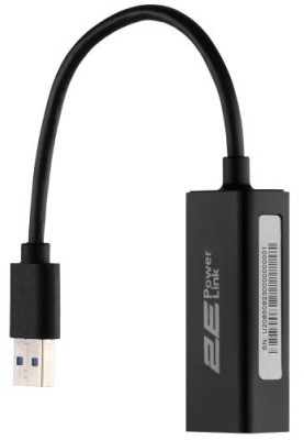 Мережевий адаптер USB 3.0 - Ethernet, 10/100/1000 Мбіт/сек, 2E U2085, Black, чіпсет RTL8153 (2E-U2085)