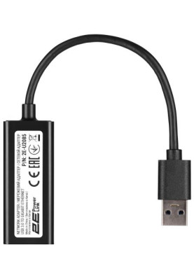 Мережевий адаптер USB 3.0 - Ethernet, 10/100/1000 Мбіт/сек, 2E U2085, Black, чіпсет RTL8153 (2E-U2085)