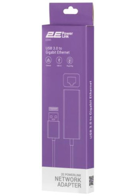 Мережевий адаптер USB 3.0 - Ethernet, 10/100/1000 Мбіт/сек, 2E U2085, Black, чіпсет RTL8153 (2E-U2085)