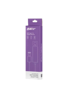 Мережевий адаптер USB Type-C - Ethernet, 10/100/1000 Мбіт/сек, 2E U2085T, Black, чіпсет RTL8153 (2E-U2085T)